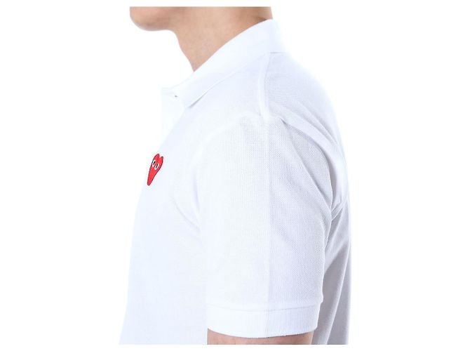 Comme Des Garcons PK-Poloshirt mit rotem Herz-Patch (White) - Ansicht 17