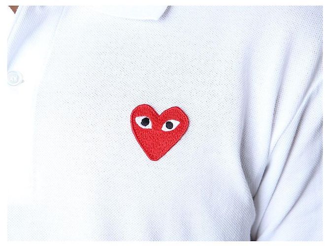 Comme Des Garcons PK-Poloshirt mit rotem Herz-Patch (White) - Ansicht 26