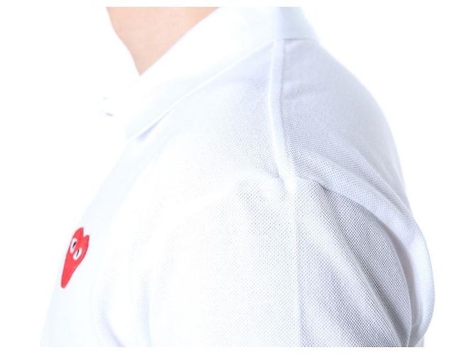 Comme Des Garcons PK-Poloshirt mit rotem Herz-Patch (White) - Ansicht 27