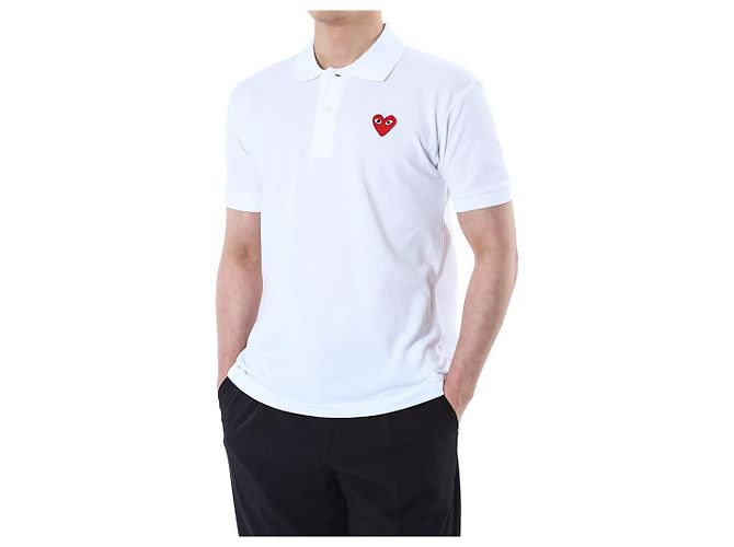 Comme Des Garcons PK-Poloshirt mit rotem Herz-Patch (White) - Ansicht 5