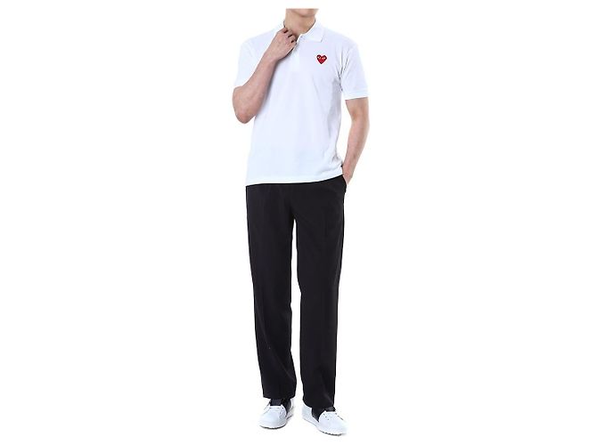 Comme Des Garcons PK-Poloshirt mit rotem Herz-Patch (White) - Ansicht 7