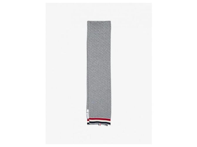 Thom Browne Sciarpa in lana a coste intrecciate a righe RWB - vista 4
