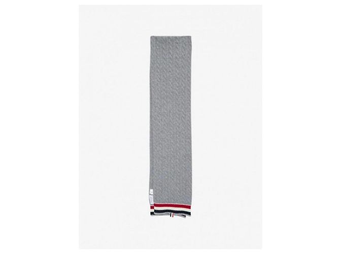 Thom Browne Sciarpa in lana a coste intrecciate a righe RWB - vista 5