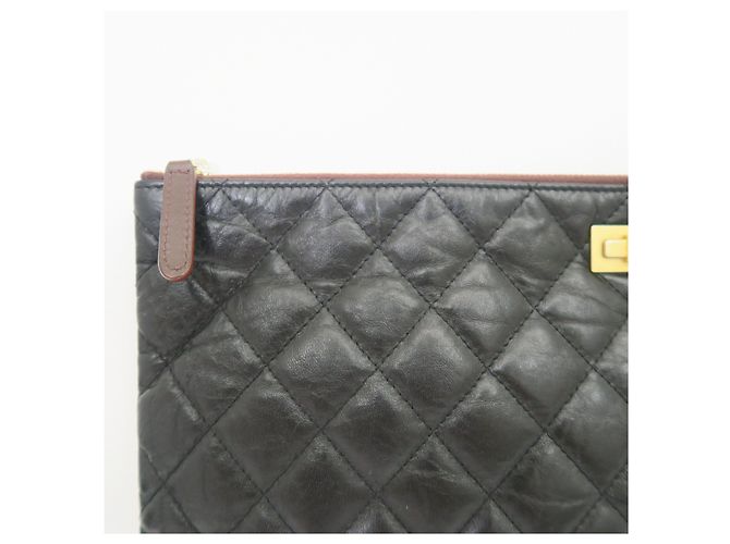 Chanel Clutch Vintage Logo Dorato Grande Nera - vista 3