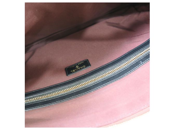 Chanel Clutch Vintage Logo Dorato Grande Nera - vista 5