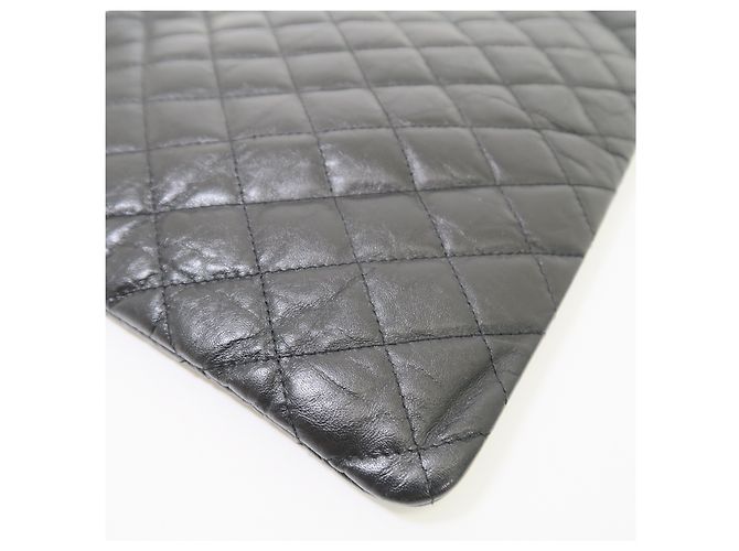 Chanel Clutch Vintage Logo Dorato Grande Nera - vista 7