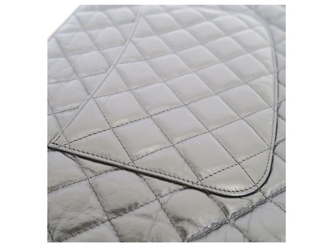 Chanel Clutch Vintage Logo Dorato Grande Nera - vista 8