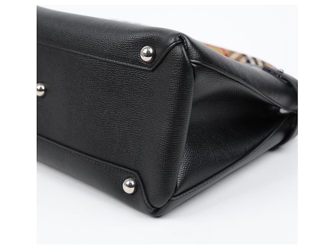 Burberry Banner Leder Tote Bag Medium Schwarz - Ansicht 11