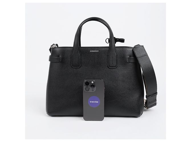 Burberry Banner Leder Tote Bag Medium Schwarz - Ansicht 15