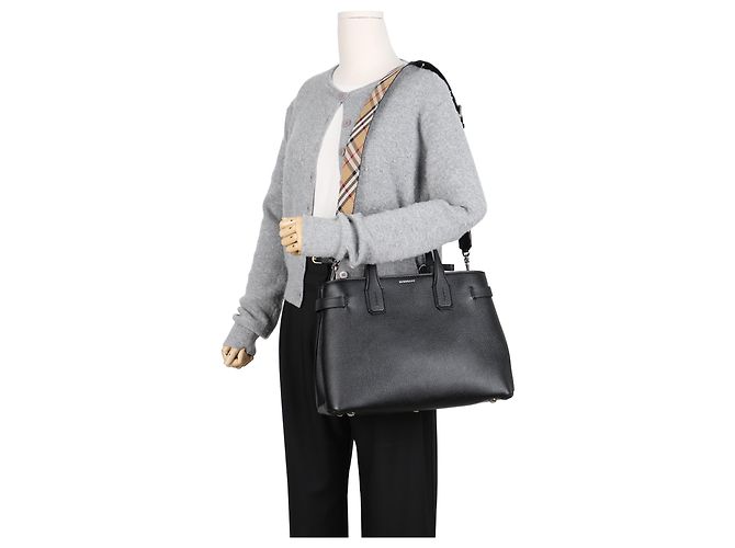Burberry Banner Leder Tote Bag Medium Schwarz - Ansicht 16
