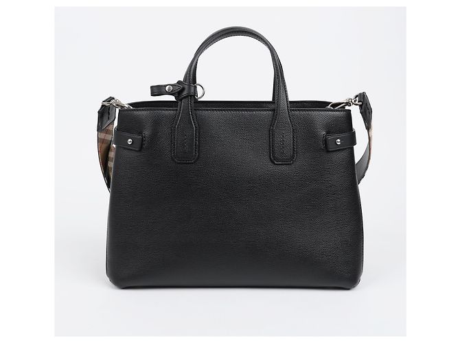 Burberry Banner Leder Tote Bag Medium Schwarz - Ansicht 4