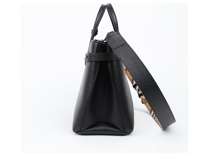 Burberry Banner Leder Tote Bag Medium Schwarz - Ansicht 6