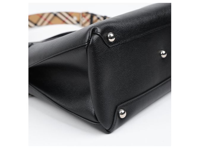 Burberry Banner Leder Tote Bag Medium Schwarz - Ansicht 8
