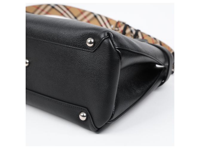 Burberry Banner Leder Tote Bag Medium Schwarz - Ansicht 9