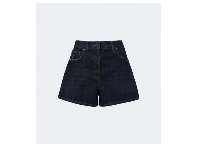 Pantaloncini in denim Prada blu - vista 5