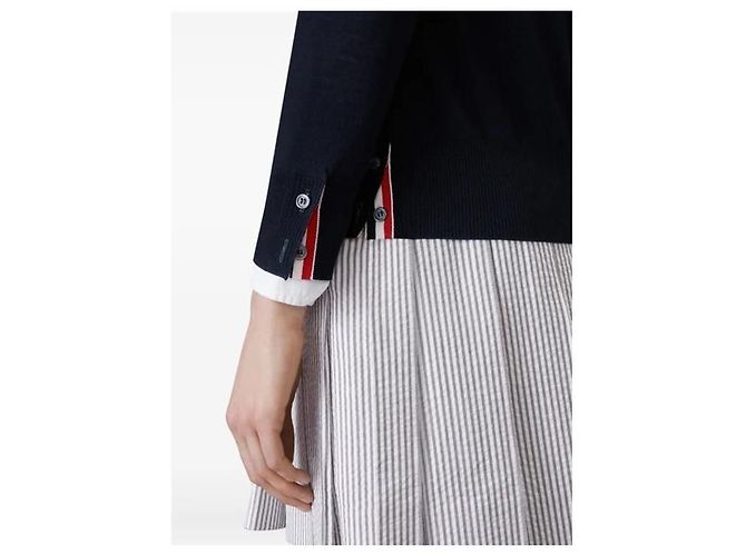 Thom Browne Merinowolle Cardigan für Damen Navy - Ansicht 10