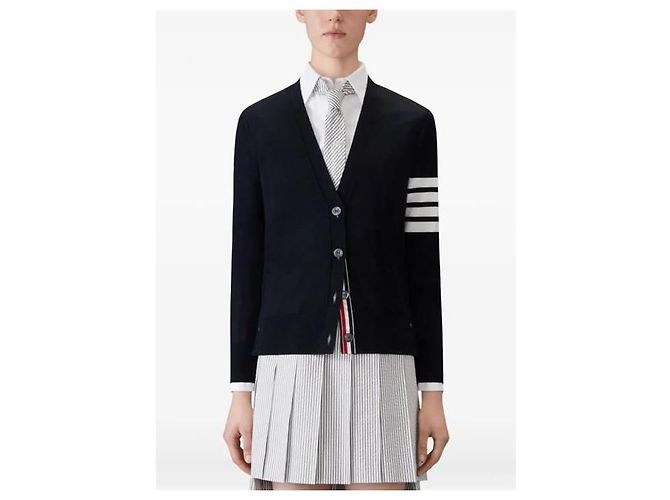 Thom Browne Merinowolle Cardigan für Damen Navy - Ansicht 8