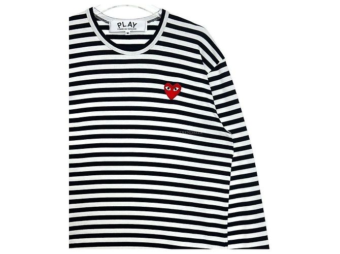 Comme Des Garcons Play Heart Stripe Langarm T-Shirt Schwarz - Ansicht 6