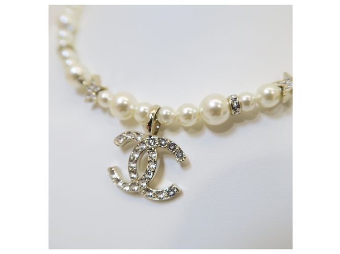 Chanel Choker con pendente perla logo - vista 6