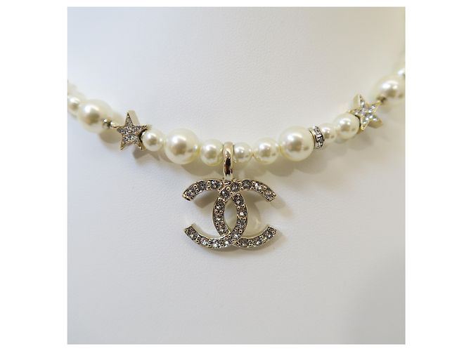 Chanel Choker con pendente perla logo - vista 8