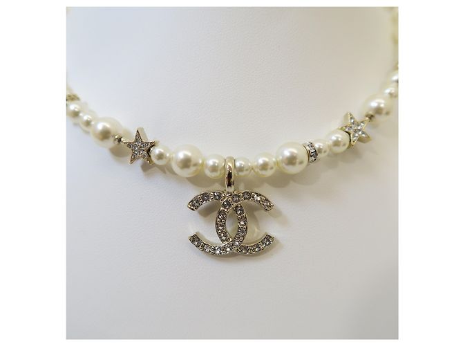 Chanel Choker con pendente perla logo - vista 9