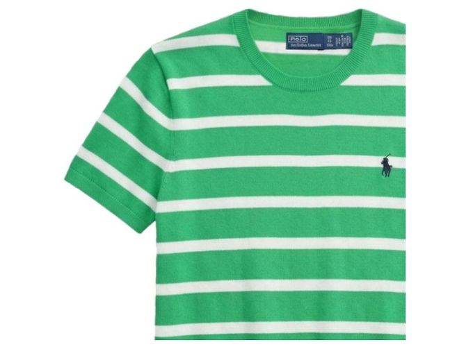 Ralph Lauren Gestreifter Baumwollpullover mit kurzen Ärmeln für Damen Grün - Ansicht 11