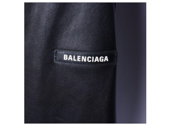 Balenciaga Single Breasted Logo Patch Leather Jacket - view 3