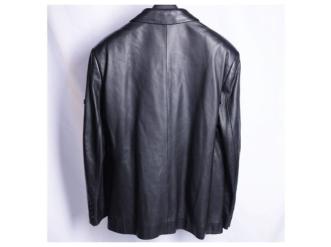 Balenciaga Single Breasted Logo Patch Leather Jacket - view 4