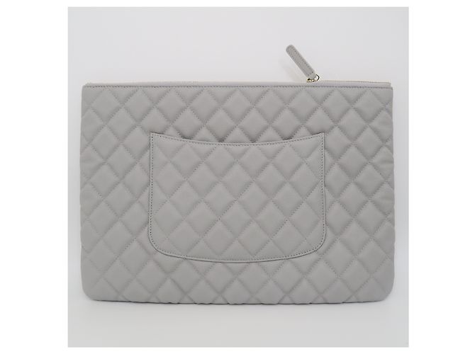 Chanel Clutch Classic Caviar Large Gray - vista 6