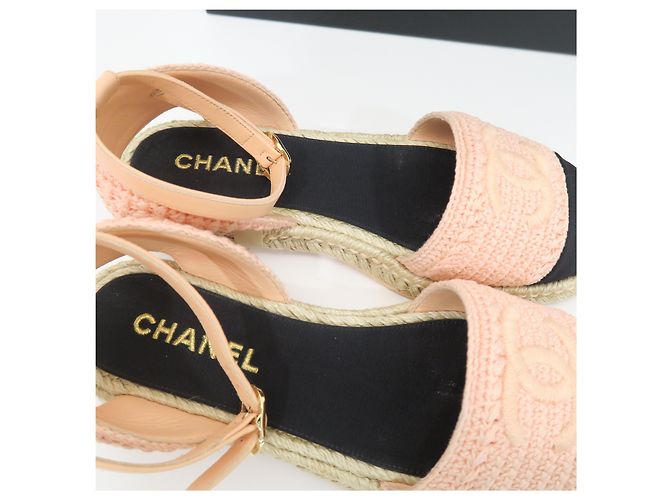 Chanel Espadrillas in Tweed Rosa con Logo Taglia - vista 4