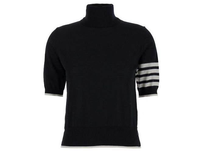 Thom Browne Relaxed Fit Rollkragenpullover aus feiner Merinowolle Bar - Ansicht 4