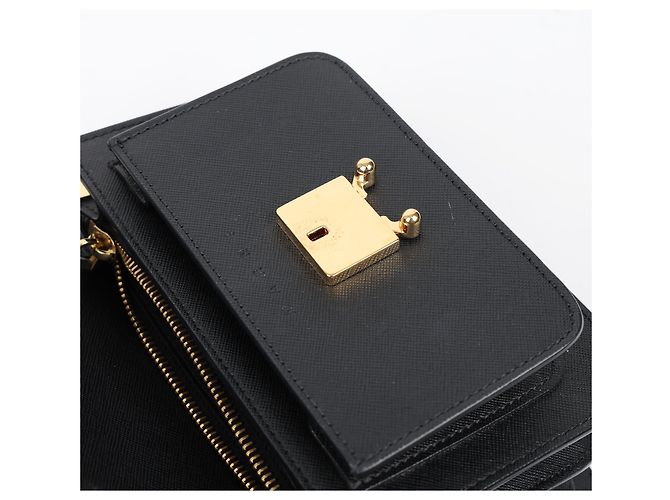 Marni Borsa a tracolla Trunk Mini in pelle Saffiano Nera - vista 15