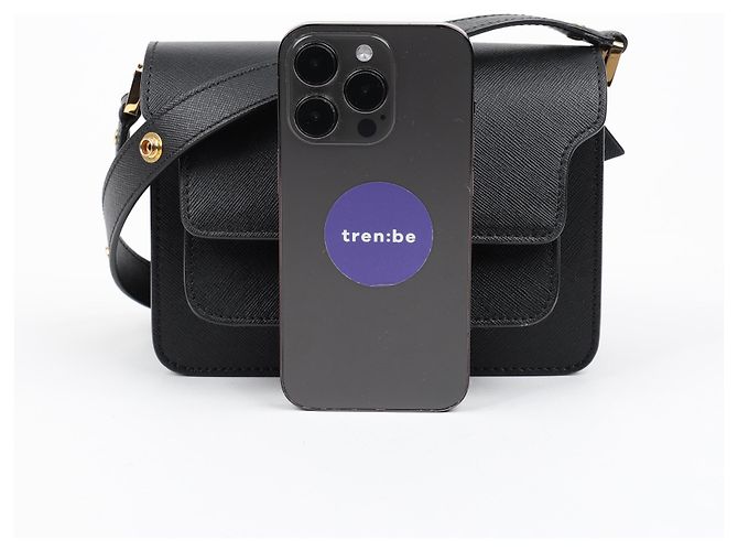 Marni Borsa a tracolla Trunk Mini in pelle Saffiano Nera - vista 16