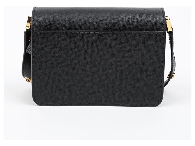 Marni Borsa a tracolla Trunk Mini in pelle Saffiano Nera - vista 3