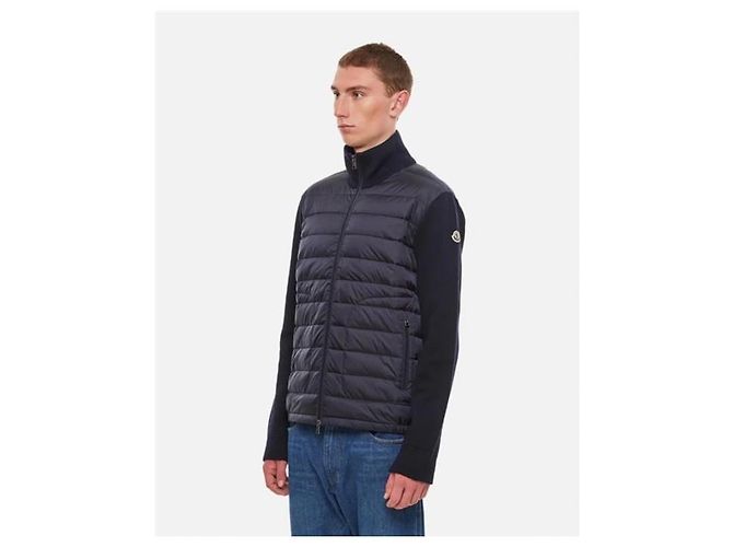 Moncler Gesteppter Wollcardigan mit Reißverschluss Navy - Ansicht 3
