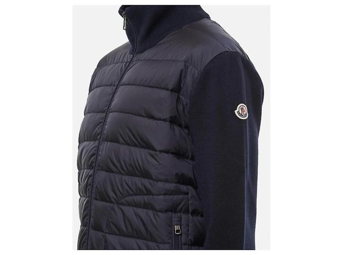 Moncler Gesteppter Wollcardigan mit Reißverschluss Navy - Ansicht 5