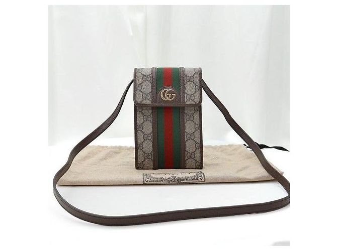 Gucci Mini Borsa a Tracolla Ophidia GG Supreme Canvas Pelle Brown - vista 2