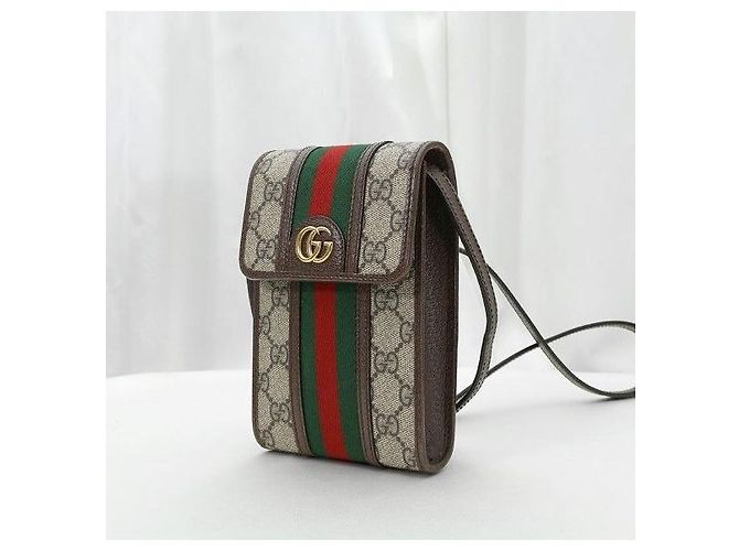 Gucci Mini Borsa a Tracolla Ophidia GG Supreme Canvas Pelle Brown - vista 3