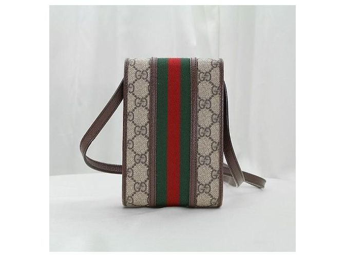 Gucci Mini Borsa a Tracolla Ophidia GG Supreme Canvas Pelle Brown - vista 4
