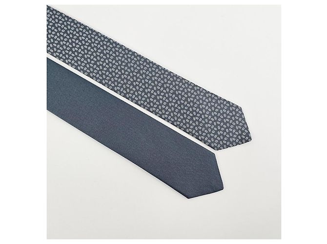 Hermès Cravatta da uomo Double Mileon Maillon in seta Grigio - vista 10