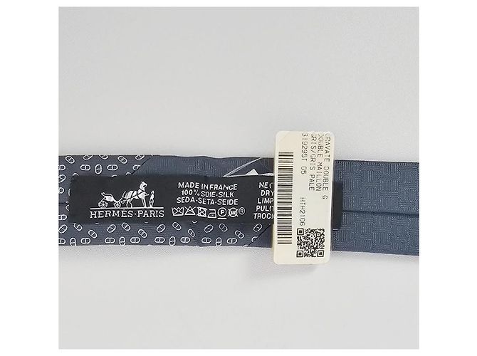 Hermès Cravatta da uomo Double Mileon Maillon in seta Grigio - vista 12