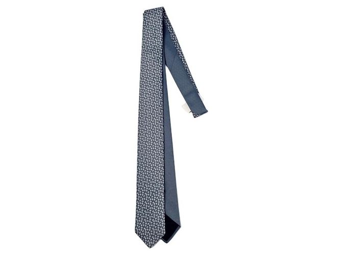 Hermès Cravatta da uomo Double Mileon Maillon in seta Grigio - vista 2