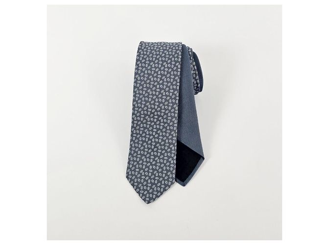 Hermès Cravatta da uomo Double Mileon Maillon in seta Grigio - vista 6