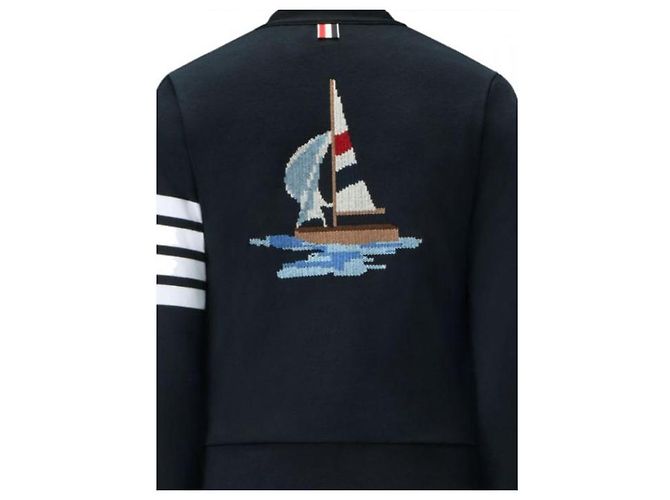 Thom Browne Loopback Embroidered Cardigan - view 5