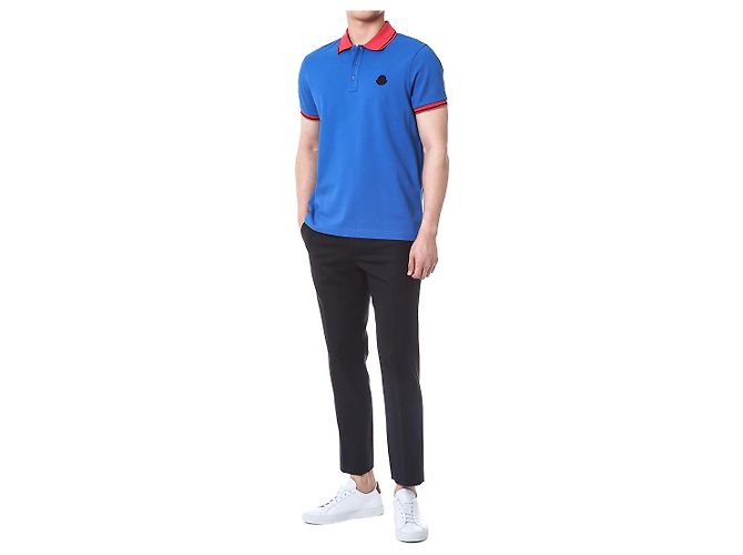 Moncler Farbblock-Polokragen mit Logo-Patch - Ansicht 2