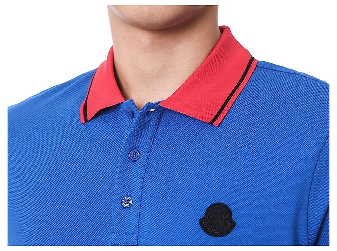 Moncler Farbblock-Polokragen mit Logo-Patch - Ansicht 4