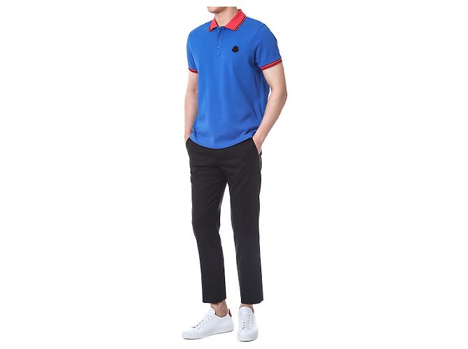 Moncler Farbblock-Polokragen mit Logo-Patch - Ansicht 5