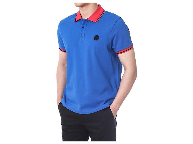 Moncler Farbblock-Polokragen mit Logo-Patch - Ansicht 6
