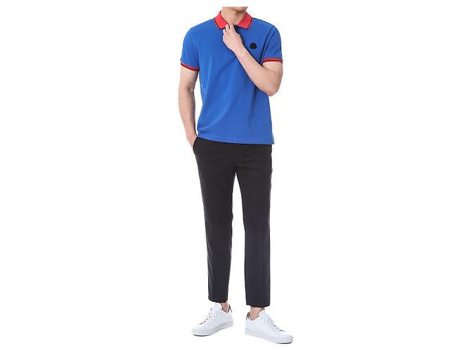 Moncler Farbblock-Polokragen mit Logo-Patch - Ansicht 7