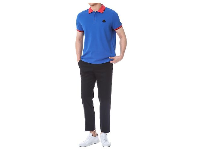 Moncler Farbblock-Polokragen mit Logo-Patch - Ansicht 8